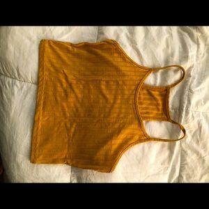 Ribbed mustard yellow crop tank top